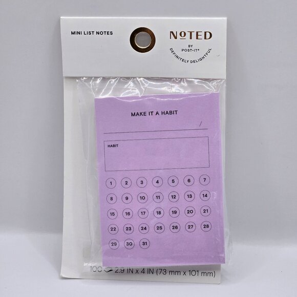 Post-it Noted Habit Tracker Sticky Notes Lilac 2.9 x 4 Inch 100 Sheets 1 Pack - Picture 1 of 12